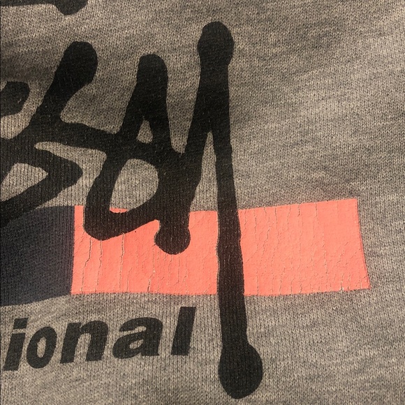 Vintage Stussy International Hoodie Men's Medium Gray Y2K Streetwear Made in USA - Picture 13 of 13